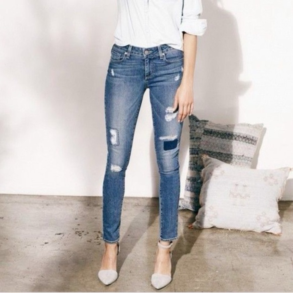 PAIGE Distressed & Patched Verdugo Ultra Skinny Jeans in Dazeley Destructed